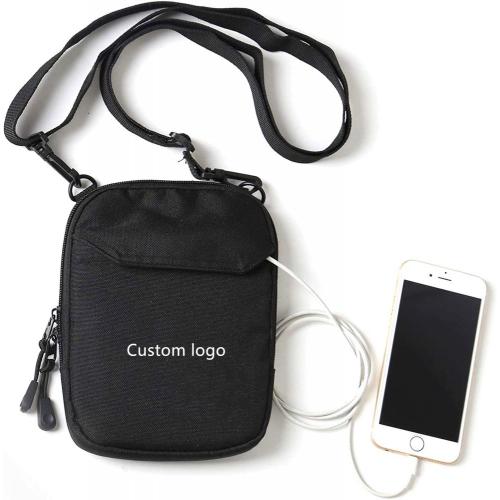 Custom Logo Black Small Messenger Shoulder Bag Mini Crossbody Bag For Men Women