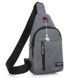 ZR518 Mens Chest Bag Vest New USB Shoulder Bag Sports Travel Cross Body Bag Leisure Solid Color Oxford Cloth Sling Chest