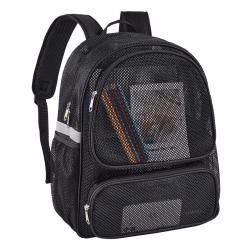 Gelory Wholesale Heavy Duty Semi-Transparent Mesh Sports Backpack Custom See Through College Student Backpack with Reflective Stripes