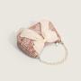 2024 Custom Lovely Bow Flowers Wrinkle Bags Handbag For Women With Removable Pearl Handle