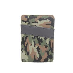 Slim card wallet rfid blocking camo green camouflage-print graphic leather card holder