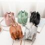 Factory supply women's bag embossed double tassel bucket bag wholesale 2024 Korean style new crossbody shoulder bag