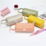 KBW539 Creative Double Layer Handheld Pencil Bag Simple Oxford Cloth Double Zip Pencil Bag High Quality Stationery Bag