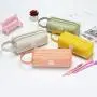 KBW539 Creative Double Layer Handheld Pencil Bag Simple Oxford Cloth Double Zip Pencil Bag High Quality Stationery Bag