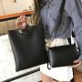 Factory Ready To Ship Pu Leather Women Handbag Shopping Tote Bag Crossbody Clutch   2 Pcs Lady Handbag