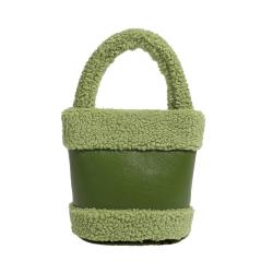 2024 Custom Faux Fur PU Leather Bucket Bag Handbag For Women Ladies Sherpa Purse