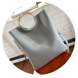Factory Ready To Ship Pu Leather Women Handbag Shopping Tote Bag Crossbody Clutch   2 Pcs Lady Handbag