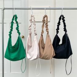 Korean version new design single shoulder crossbody bag large capacity tote bag casual pleated nylon shoulder bag