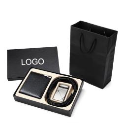 Premium Leather Men Wallet Belt Gift Set Custom Leather Automatic Buckle Belts Wallets with Gift Box Set for Men