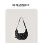 New Silver Fashion Women's Bag Wrinkled Vegetarian Messenger Bags Soft PU Leather Large Capacity Hand Shoulder Bag