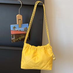 Soft Leather Large Capacity Fashionable Wrinkle Chain Shoulder Bag, Summer New Style Foreign-style Casual Bag Drawstring