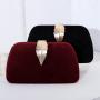 New fashion luxury design evening bag velvet metal leaf with banquet clutch bags small square bag women's handbag