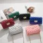 2024 Women's New Fashion Double-Hole Diamond Chain Jelly Bag Fresh Sweet Small Square Cross-Border Shoulder Bag Lady Style