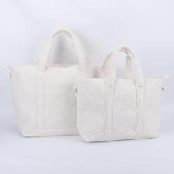 Keymay Hot Sale RTS Stock Fashion Teddy Sherpa Tote Large Crossbody Shoulder Bag Handbag Girls Women Handbag Tote Bag Zipper
