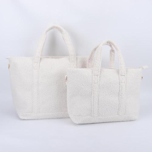 Keymay Hot Sale RTS Stock Fashion Teddy Sherpa Tote Large Crossbody Shoulder Bag Handbag Girls Women Handbag Tote Bag Zipper