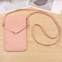 New Ladies Fashionable Heart-Shape Decorated Transparent Touch Screen Mobile Phone Bag Simple Women's Student Messenger Bag