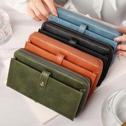 2024 Long Purse PU Leather Wallet Large Capacity Card Holder Zipper Wallets for Women