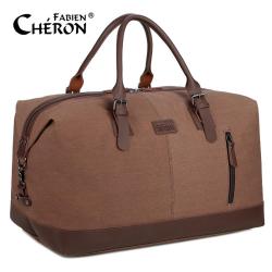 Vintage Men Travel Duffel Bags Large Capacity Canvas Leather Outdoor Trip Weekender Overnight  Storage Bag Hand Tote Luggage Bag