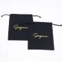 Custom Gold Logo Cotton Packaging Bag For Children Sock Clothing Organic Gift Drawstring Cotton Muslin Shopping Bag