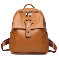 Custom 2024 Genuine Leather Backpack Bag Leather Eyelet Tab Design Backpacks OEM ODM Factory