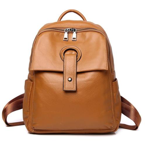 Custom 2024 Genuine Leather Backpack Bag Leather Eyelet Tab Design Backpacks OEM ODM Factory