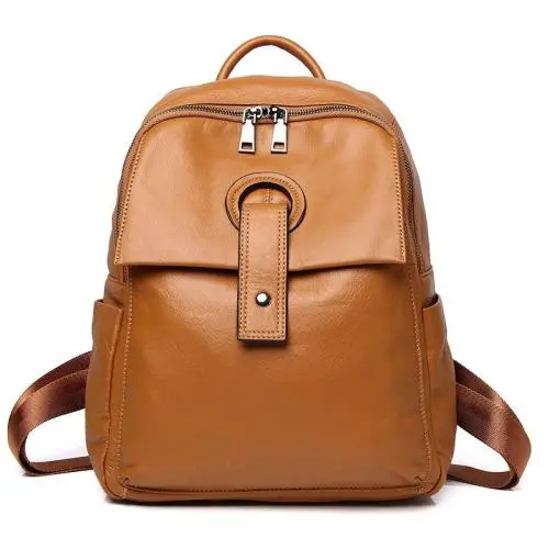 Custom 2024 Genuine Leather Backpack Bag Leather Eyelet Tab Design Backpacks OEM ODM Factory
