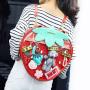 Strawberry shape custom ita bag with clear PVC window Pu leather lady girls ita shoulder bags