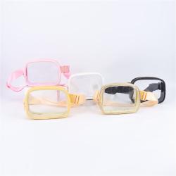 Keymay 2023 Summer Hot Sale Personalized Chenille Letter Patches Transparent Crossbody Bag Waterproof Waist Bag Clear Fanny Pack