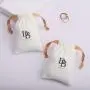 Custom Logo Printing Brush Canvas Earring Necklace Storage Bag Drawstring Luxury Soft Cotton Jewelry Pouch