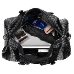 custom logo pu leather travel bag luxury woven men overnight gym bag duffel bag sac de voyage homme