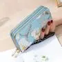 ZR818 Women's Wallet Long Handbag PU Double-layer Zipper Coins Wallet Purse Stylish Contrast Color Mobile Phone Bag Card Holder
