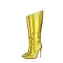 2021 Fashion Design Autumn Stiletto Heels Colorful Patent Leather Rivet Women Boots Side Zipper Thin High Heel Knee High Boots