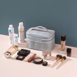 Stock M Size Grey waterproof nylon travel towel embroidery patches logo small cosmetic bags