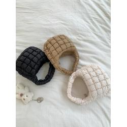 New Trendy Cloud Folds Handbag Four Seasons Nylon Plaid Mini Tote Hand Bags Korean Style Clutch Puff Bags for Girls