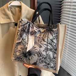 Senior Sense Large Capacity Canvas Bag New Fashion Shopping Bag Ins Hand Bill Shoulder Tote Bag