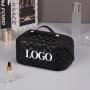 private label quilted makeup bags with handle portable travel wash bag storage cosmetic bags for girls