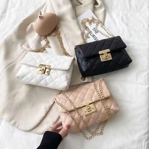 New Simple Fashion Diamond Chain Messenger Shoulder Bag China Wholesale PU Womens Bags Cover Type Lock Cell phone Bag Handbags