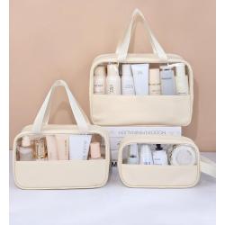 Large capacity makeup bag transparent portable makeup storage bag waterproof travel wash bags for women
