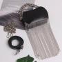 Artificial Leather Zipper Handbag Ladies Bolsos Oval Chain Mobile Phone Bag Pure Color Tassel Cross Body Bag