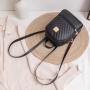 New Hot Sale School Simple Fashion Texture Rhombus Ladies Mini Backpack PU Striped Small Backpack For Women