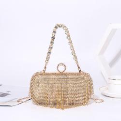 China rhinestone tassel dinner purse evening wedding handbags metal chain  evening clutch bags for women sac tendance 2024