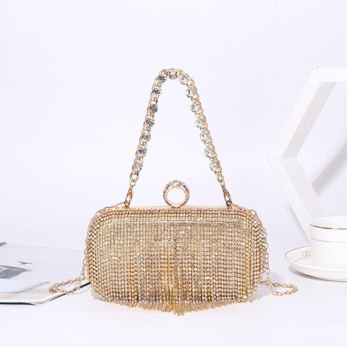 China rhinestone tassel dinner purse evening wedding handbags metal chain  evening clutch bags for women sac tendance 2024
