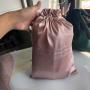 Soft Rose Pink Silk Drawstring Pouch  Silk Packaging Bag For Underwear