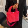 New Fashionable Lady Bag Custom Pure Color Corduroy Bucket Cross Boy Bags Plush Cute Fluffy Tote Handbag