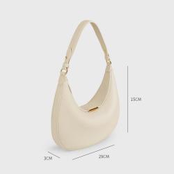 2024 Trendy Fashion OEM PU Vegan Leather Smooth Shoulder Bag Fashion Women Hobo Handbag Half Moon For Ladies