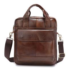 ZF376 Men Bag New Genuine Leather Briefcase Handbag Single Shoulder Crossbody Bag Business Youth Vertical Boy Shoulder Bag