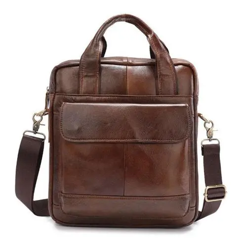 ZF376 Men Bag New Genuine Leather Briefcase Handbag Single Shoulder Crossbody Bag Business Youth Vertical Boy Shoulder Bag