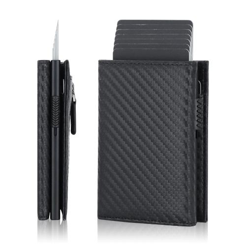 Custom Pop Up Credit Card Holder With Money Pocket Minimalist Business Card Wallet Rfid Blocking Men Aluminum Metal Card Case