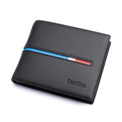 ZR194 New Men's PU Short Wallet Korean Version Horizontal Ribbon Contrast Fashion Student Wallet Wholesale