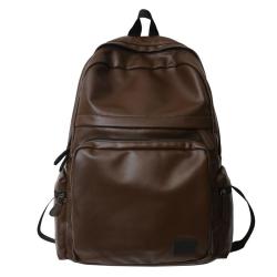 2024 New water repellency PU leather bag computer bags large capacity backpack men and women simple leisure backpack